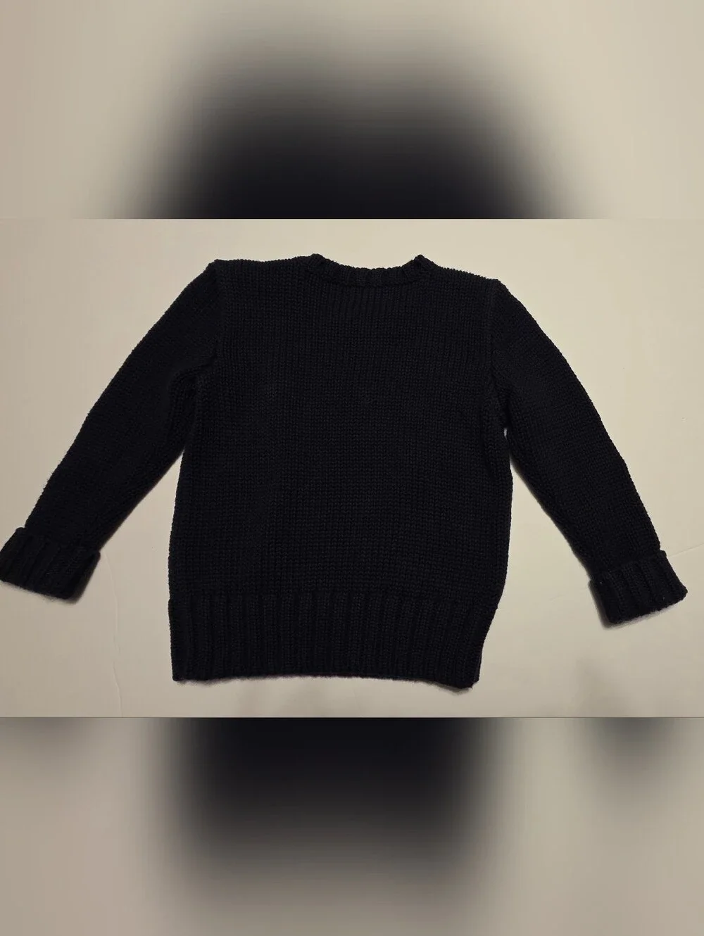 Ralph Lauren Black Knit Crewneck Sweater with Flag Embroidery